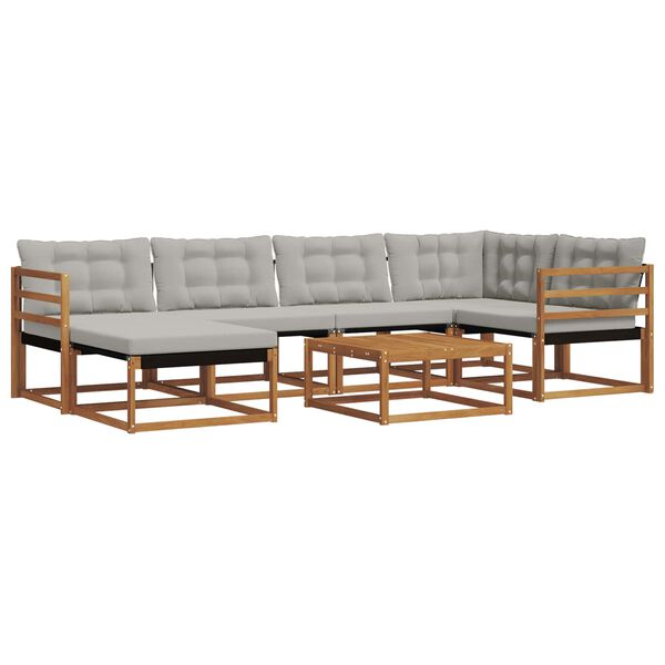 vidaXL K&uuml;lt&eacute;ri kanap&eacute; szett 7 pcs Term&eacute;szetes &eacute;s Vil&aacute;gossz&uuml;rke