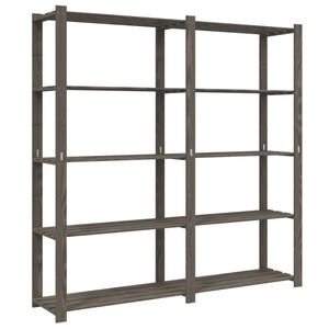 vidaXL 5 szintes sz&uuml;rke t&ouml;m&ouml;r fenyőfa t&aacute;rol&oacute;&aacute;llv&aacute;ny 170x38x170 cm