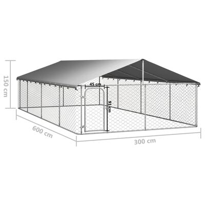 vidaXL kültéri kutyakennel tetővel 600 x 300 x 150 cm