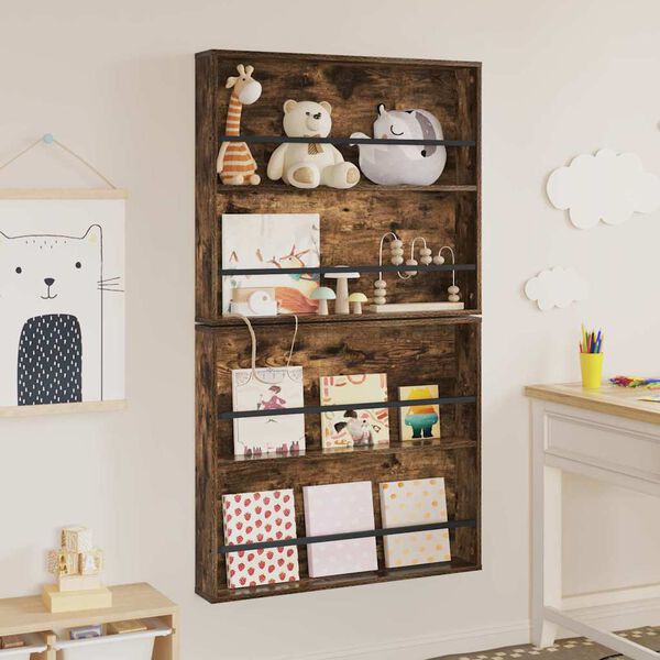 vidaXL Magazin &aacute;llv&aacute;ny 2 pcs F&uuml;st&ouml;lt t&ouml;lgy 80 x 12 x 70 cm Faanyag