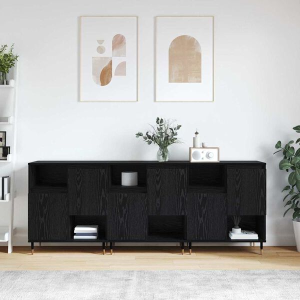 vidaXL Oldalszekr&eacute;nyek 3 pcs Musta tammi 180 x 35 x 70 cm Faanyag