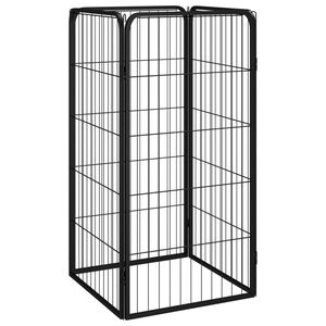 vidaXL 4 paneles fekete porsz&oacute;rt ac&eacute;l kutyakernel 50 x 100 cm