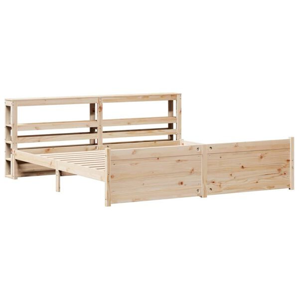 vidaXL tömör fenyőfa ágykeret fejtámlával 200 x 200 cm