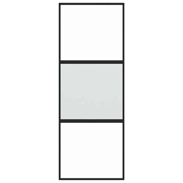 vidaXL fekete edzett &uuml;veg &eacute;s alum&iacute;nium tol&oacute;ajt&oacute; 76 x 205 cm