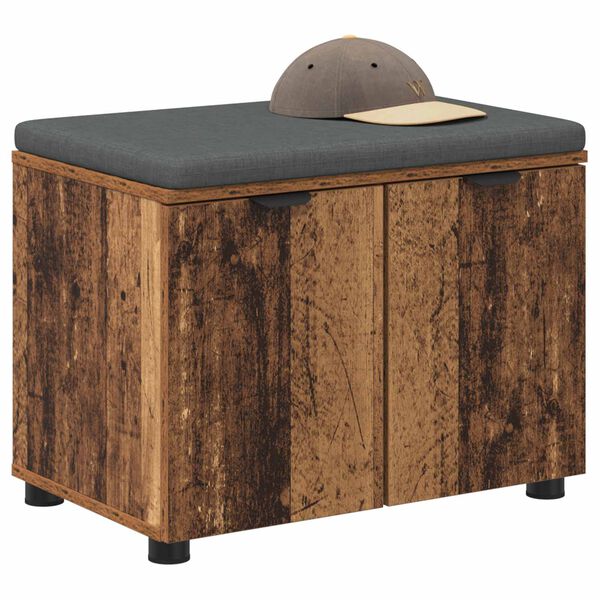 vidaXL Előt&eacute;r pad p&aacute;rn&aacute;val t&aacute;rol&oacute;val ajt&oacute;val &Ouml;reg fa 60 x 38 x 46 cm