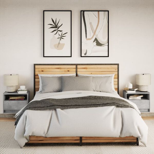 vidaXL 2 db betonsz&uuml;rke fali &eacute;jjeliszekr&eacute;ny LED-vil&aacute;g&iacute;t&aacute;ssal