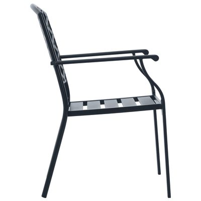 vidaXL 2 db fekete rakásolható acél kültéri szék