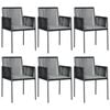 vidaXL 6 db fekete polyrattan kerti sz&eacute;k p&aacute;rn&aacute;val 54x60,5x83,5 cm