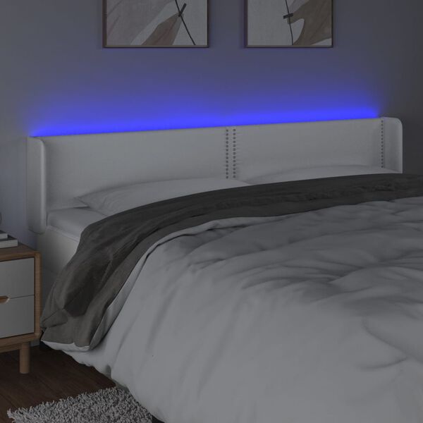 vidaXL feh&eacute;r műbőr LED-es fejt&aacute;mla 203x16x78/88 cm