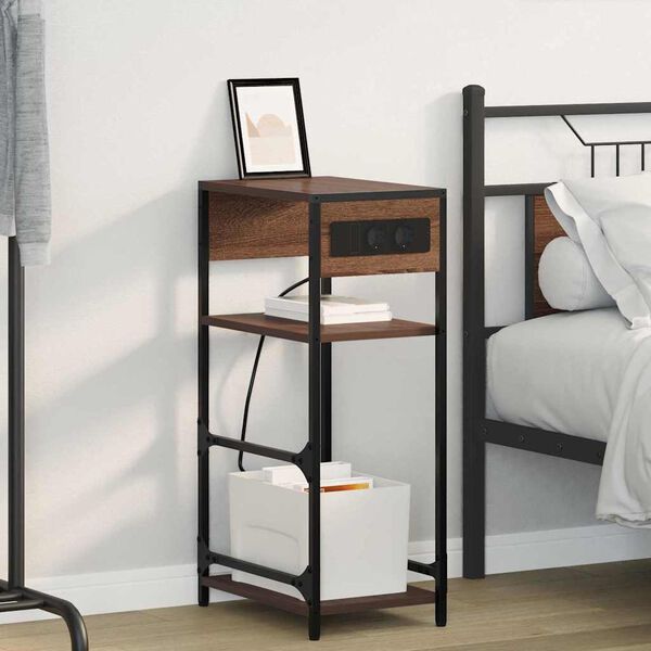 vidaXL &Eacute;jjeliszekr&eacute;ny Barna T&ouml;lgy 40 x 27 x 76 cm Faanyag