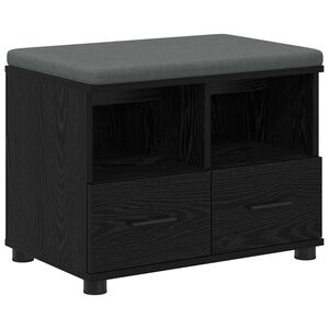 vidaXL Előt&eacute;r pad Fekete T&ouml;lgy 60 x 38 x 46 cm Műanyag Fa &eacute;s Sz&ouml;vet