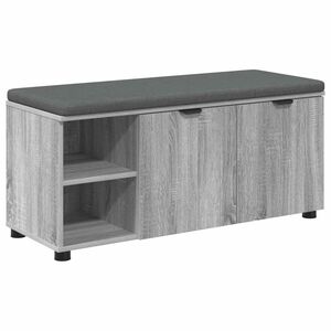 vidaXL Előt&eacute;r pad Sz&uuml;rke Sonoma 100 x 38 x 46 cm Műanyag Fa &eacute;s Sz&ouml;vet