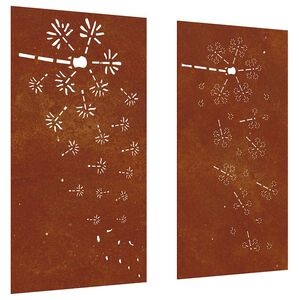 vidaXL 2 db vir&aacute;gmint&aacute;s corten ac&eacute;l kerti fald&iacute;sz 105 x 55 cm
