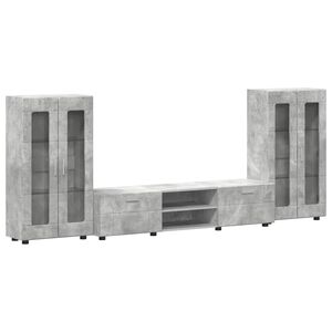 vidaXL TV szekr&eacute;ny garnit&uacute;ra fi&oacute;kkal FLORIN 3 pcs Beton Sz&uuml;rke Faanyag