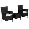 vidaXL 3 darabos fekete polyrattan bisztr&oacute;szett