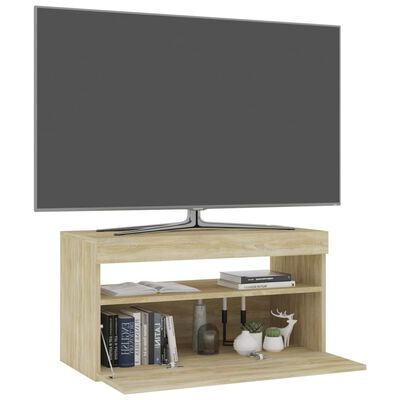 vidaXL sonoma-tölgy színű TV-szekrény LED-világítással 75 x 35 x 40 cm