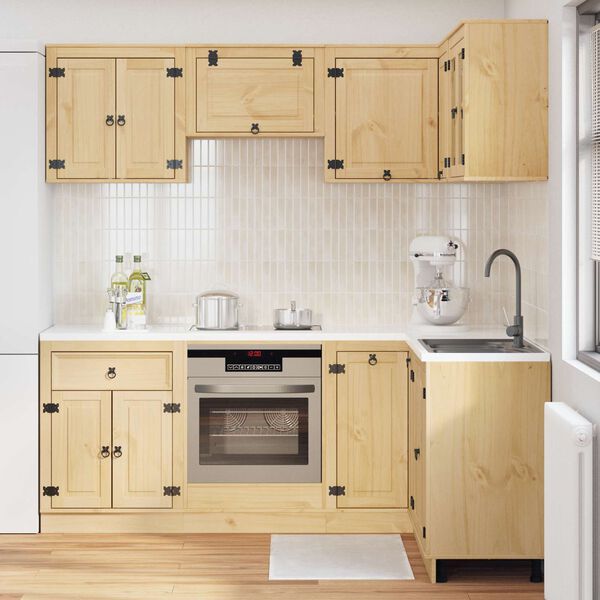 vidaXL Cabinet polcokkal t&aacute;rol&oacute;val SKI 8 pcs M&eacute;zes Barna T&ouml;m&ouml;r fenyőfa