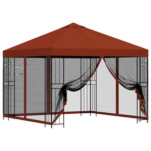 vidaXL Kerti pavilon oldalfalakkal 3 x 3 m Terrakotta