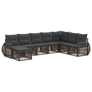 vidaXL Kerti Kanap&eacute; Szett 8 pcs Sz&uuml;rke &eacute;s s&ouml;t&eacute;tsz&uuml;rke polirattan