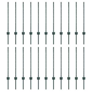 vidaXL Be&aacute;gyazott ker&iacute;t&eacute;soszlop 22 db Z&ouml;ld 120 cm Porsz&oacute;rt ac&eacute;l