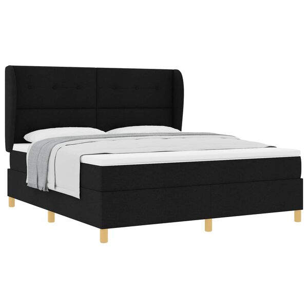 vidaXL Boxspring &aacute;gy matraccal S&ouml;t&eacute;tsz&uuml;rke 90x190 cm Sz&ouml;vet Fekete