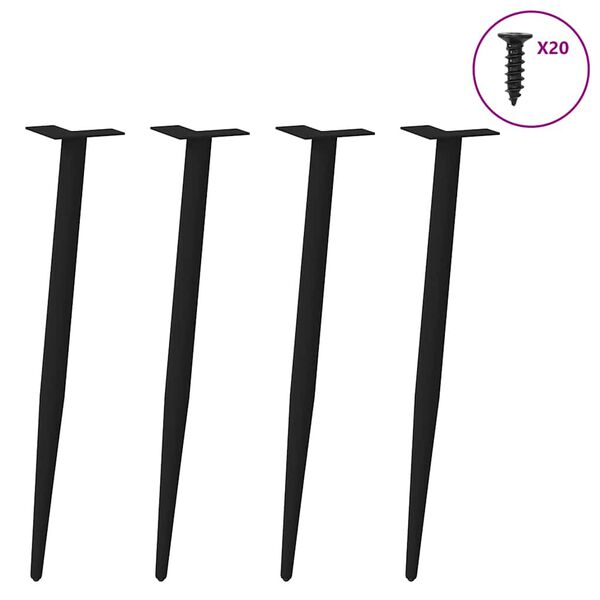 vidaXL 4 db k&uacute;pos alak&uacute; fekete ac&eacute;l konzolasztal l&aacute;b 72-73 cm