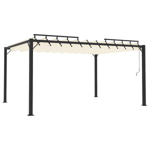 vidaXL kr&eacute;msz&iacute;nű sz&ouml;vet &eacute;s alum&iacute;nium pavilon lamell&aacute;s tetővel 3 x 4 m