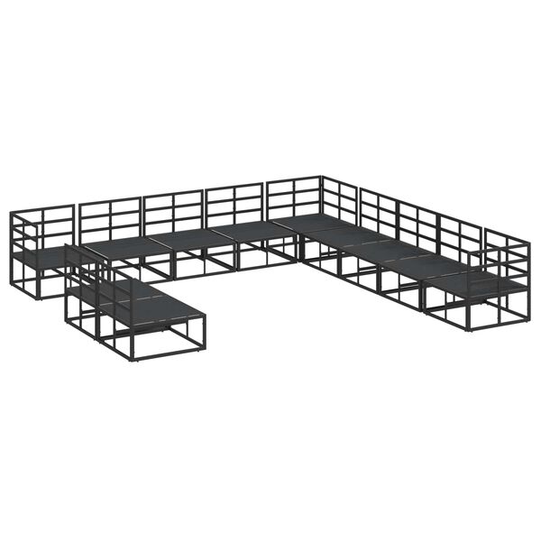 vidaXL Kerti Kanapé Szett párnával 11 pcs Fekete Alumínium