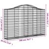 vidaXL 20 db íves horganyzott vas gabion kosár 200x30x120/140 cm