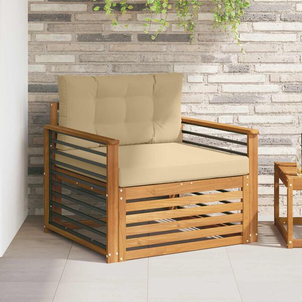 vidaXL K&uuml;lt&eacute;ri kanap&eacute; szett T&ouml;m&ouml;r ak&aacute;cfa &eacute;s poli&eacute;szter Term&eacute;szetes