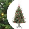 vidaXL Műfenyő vil&aacute;g&iacute;t&aacute;ssal &eacute;s g&ouml;mbk&eacute;szlettel Z&ouml;ld 120 cm PVC &eacute;s PE