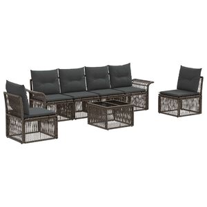vidaXL Kerti Kanap&eacute; Szett 7 pcs Sz&uuml;rke polirattan