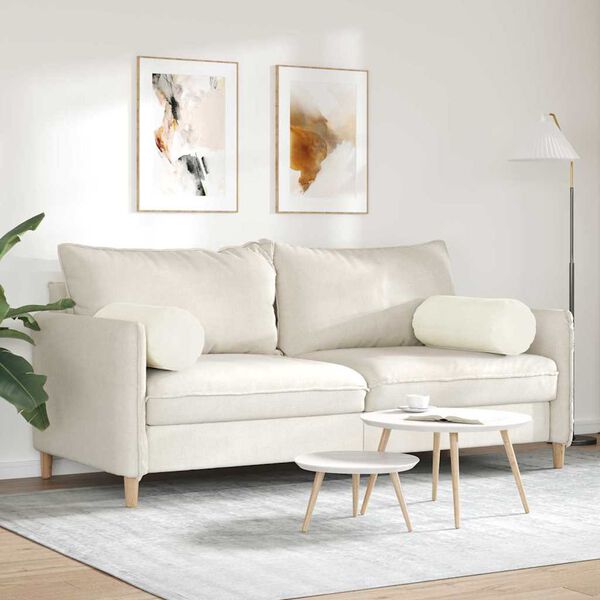 vidaXL Hengerpárnák 2 pcs Krém Ø 25 x 70 cm Bársonyos szövet