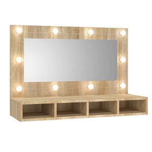 vidaXL sonoma t&ouml;lgy t&uuml;kr&ouml;s szekr&eacute;ny LED-ekkel 90 x 31,5 x 62 cm
