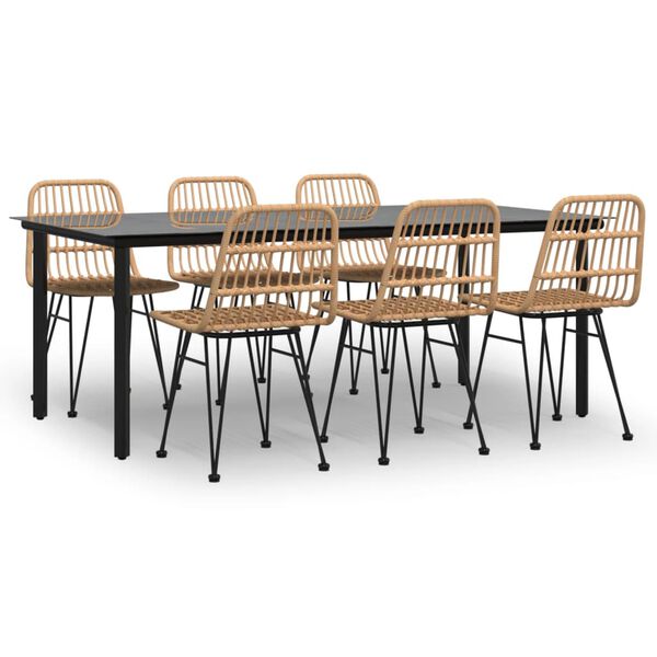 vidaXL 7 részes polirattan kerti étkezőgarnitúra