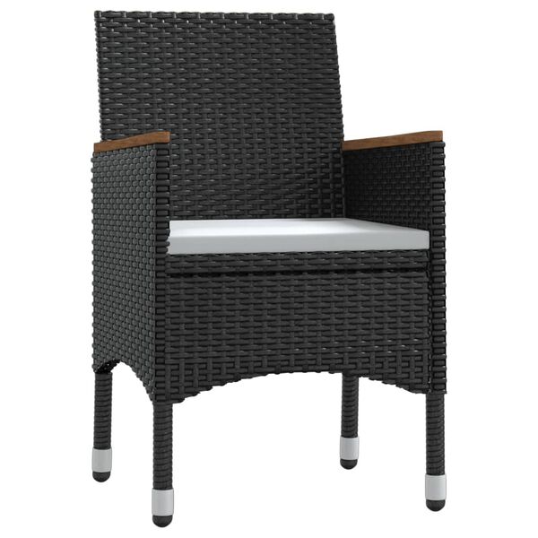 vidaXL 5 részes fekete kerti étkezőgarnitúra párnákkal