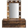 vidaXL Öltözködőasztal tükör lámpákkal Barna 60 x 40 x 70 cm Faanyag