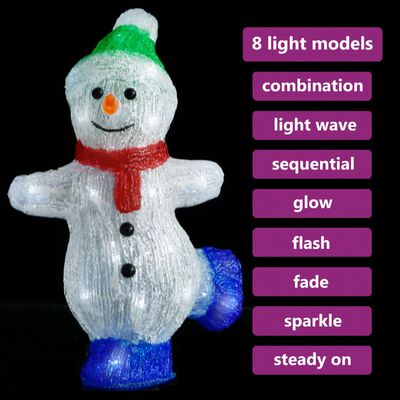 vidaXL LED-es akril karácsonyi hóemberfigura bel- és és kültérre 30 cm