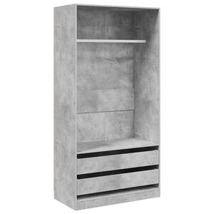 vidaXL betonsz&uuml;rke szerelt fa ruh&aacute;sszekr&eacute;ny 100 x 50 x 200 cm