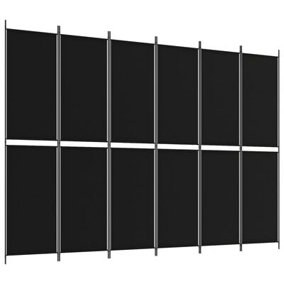vidaXL 6 paneles fekete szövet térelválasztó 300x220 cm