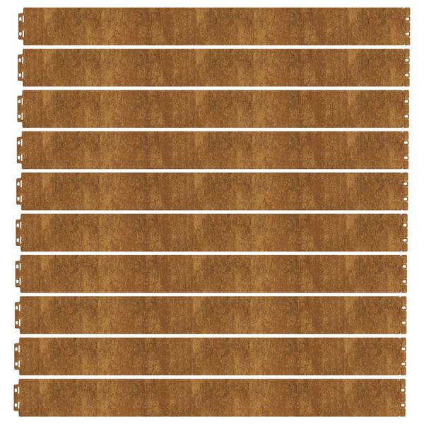 vidaXL 10 db rugalmas corten ac&eacute;l gyepszeg&eacute;ly 10 x 103 cm