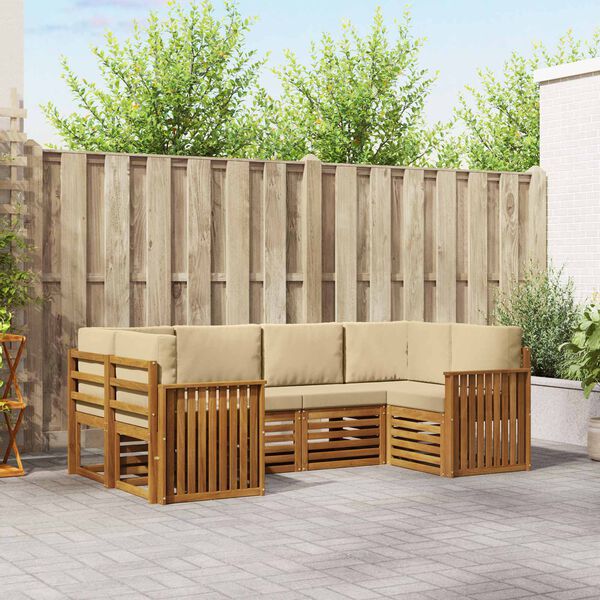 vidaXL Szegment&aacute;lt kanap&eacute; szett 6 pcs Term&eacute;szetes T&ouml;m&ouml;r Ak&aacute;cfa