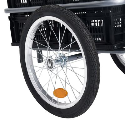 vidaXL fekete kerékpár-utánfutó összecsukható dobozzal 50 l 60 kg
