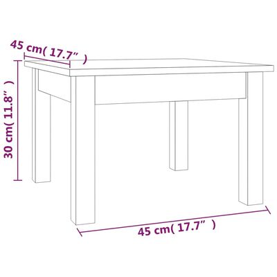 vidaXL szürke tömör fenyőfa dohányzóasztal 45 x 45 x 30 cm