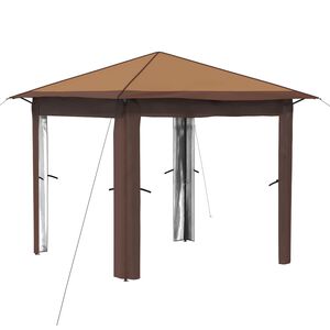 vidaXL Pavilon Oldalfal N&eacute;lk&uuml;l 2,6 x 2,6 m Beige &eacute;s barna