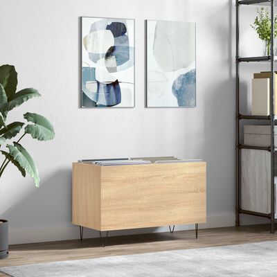 vidaXL sonoma-tölgyszínű szerelt fa hanglemezszekrény 74,5x38x48 cm