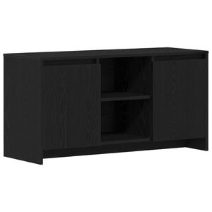 vidaXL TV szekr&eacute;ny 102 x 37,5 x 52,5 cm Fekete t&ouml;lgy Szerelt Fa