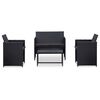 vidaXL 4 részes fekete polyrattan kerti pihenőgarnitúra párnákkal