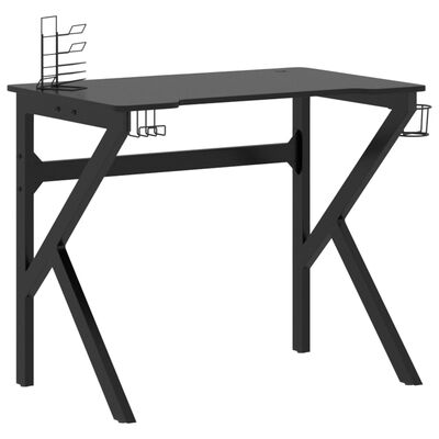 vidaXL fekete K-lábú gamer asztal 90 x 60 x 75 cm