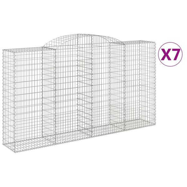 vidaXL 7 db íves horganyzott vas gabion kosár 300x50x160/180 cm